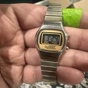 Works VTG Quintel Womens Digital Watch 26mm Fit 7in New Battery -Light Not Works